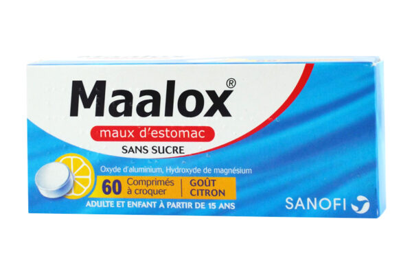 MAALOX maux d'estomac 60 comprimés sans sucre citron