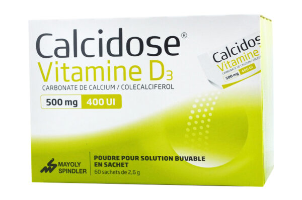 CALCIDOSE VITAMINE D3 500 mg / 400 ui 60 sachets