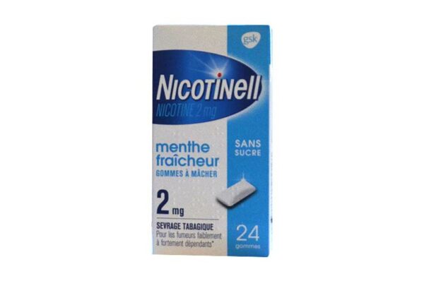 NICOTINELL MENTHE FRAICHEUR gomme sans sucre 2 mg x 24