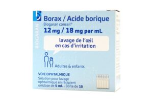 BORAX 12 mg / ACIDE BORIQUE 18 mg BIOGARAN CONSEIL Solution pour lavage ophtalmique récipient unidose de 5 ml boite de 15