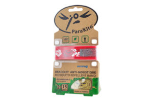 PARA'KITO Bracelet anti-moustiques Rouge Fleuri + 2 recharges