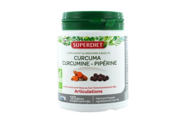 SUPERDIET Curcumine Curcuma Pipérine BIO confort articulaire 120 gélules