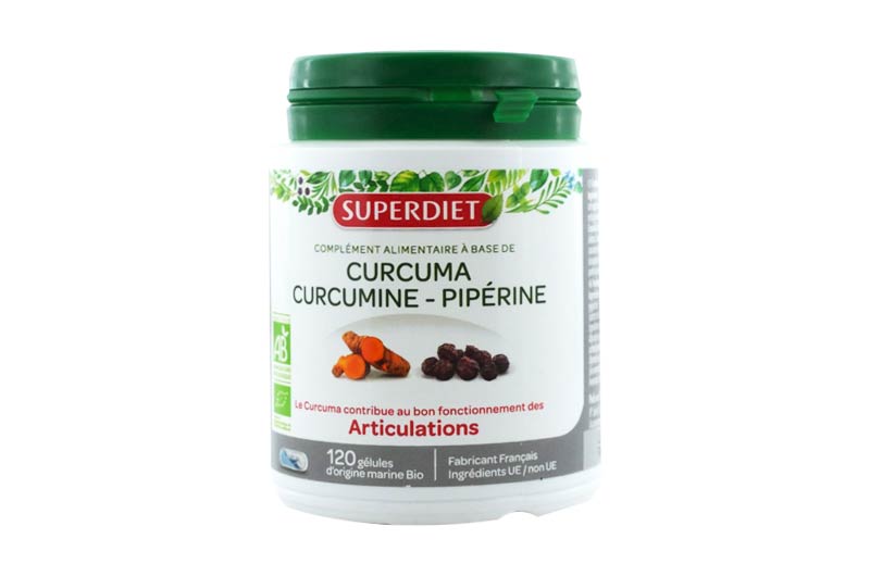 Curcuma curcumine piperine Super Diet contribue au bon fonctionnement des  articulations.