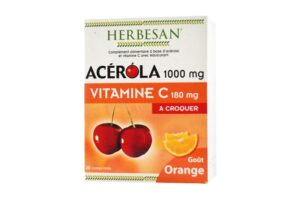 HERBESAN ACEROLA 1000 mg Vitamine C 180 mg 30 comprimés à croquer Goût Orange