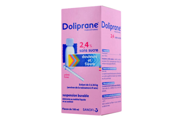 DOLIPRANE 2,4 POUR CENT SANS SUCRE enfants suspension pédiatrique flacon 100 ml