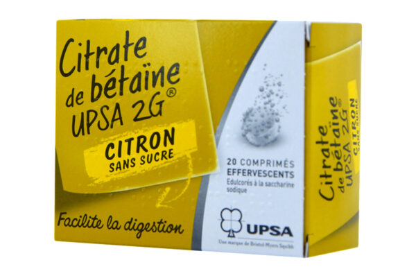 CITRATE DE BETAINE citron sans sucre comprimés effervescents boîte de 20