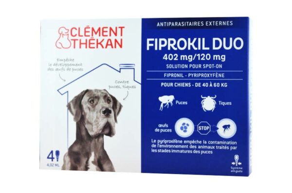 FIPROKIL DUO Chien 40– 60 kg 4 pipettes 4,02 ml