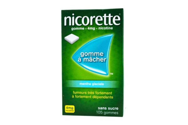 NICORETTE Gomme Menthe Glaciale 4 mg Sans Sucre boîte de 105
