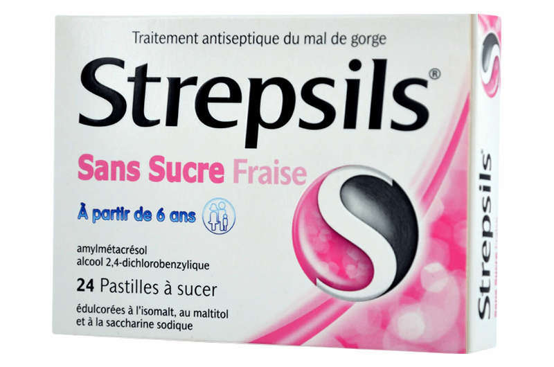 STREPSILS fraise sans sucre 24 pastilles - Pharma-Médicaments.com