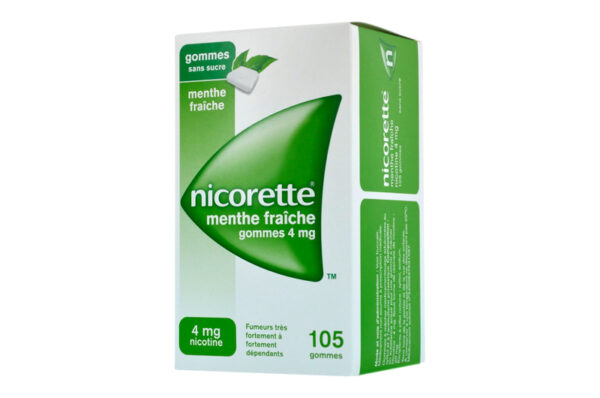 NICORETTE Gomme Menthe Fraîche 4 mg Sans Sucre boîte de 105