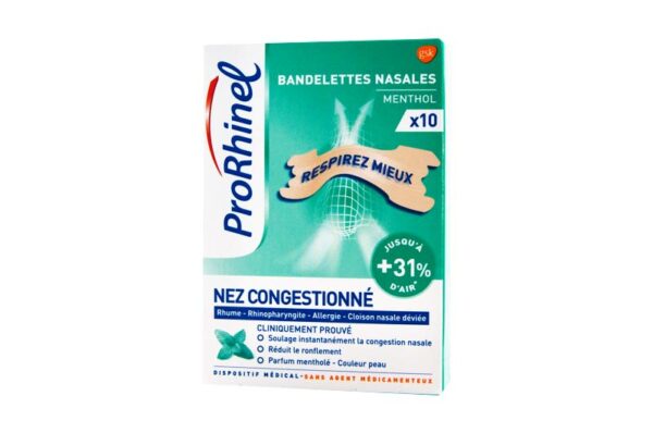 PRORHINEL Nez congestionné Bandelettes nasales Menthol X 10