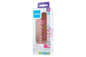 MAM Biberon anti-colique 260ml, Africa rose, tétine débit 2, 0 à 6 mois