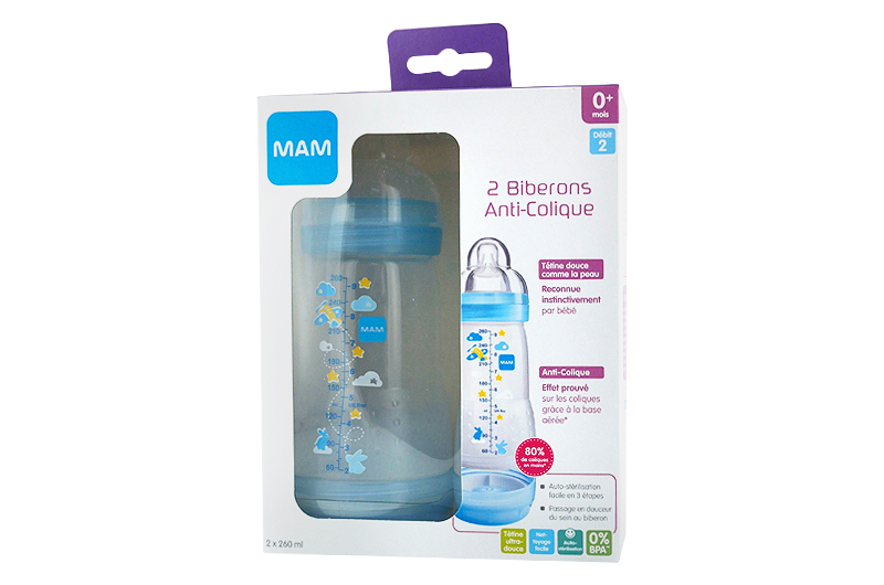 Mam 2 biberons anti colique 260 ml 0 à 6 mois