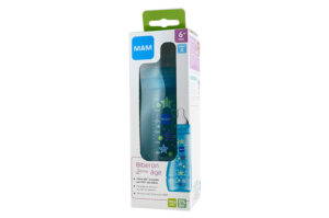 MAM Biberon 330 ml, Cirque Turquoise, Tétine Débit X, à partir de 6 mois