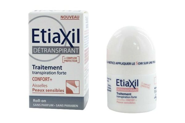 ETIAXIL DETRANSPIRANT Traitement transpiration forte aisselles peaux sensibles bille 15 ml