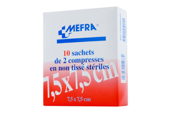 COMPRESSES Non tissées stériles boîte de 10 sachets 7,5cmx7,5cm