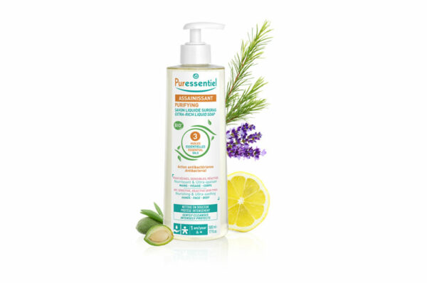 PURESSENTIEL savon liquide surgras Assainissant 3 huiles essentielles BIO 500 ml