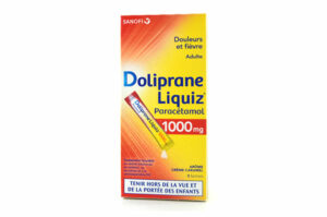 DOLIPRANE LIQUIZ Paracetamol 1000 mg suspension buvable – 8 sachets arôme Crème Caramel