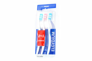 ELGYDIUM Basic - Brosse à dents médium 2+1