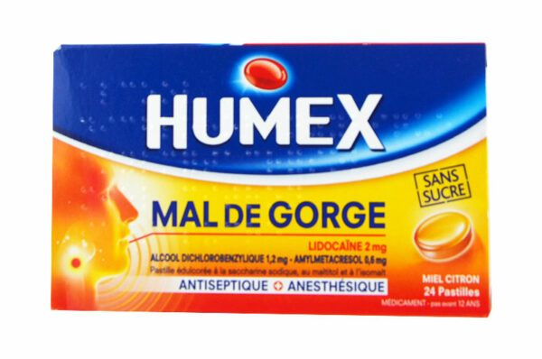 HUMEX Mal de Gorge – 24 pastilles Miel-Citron sans sucre