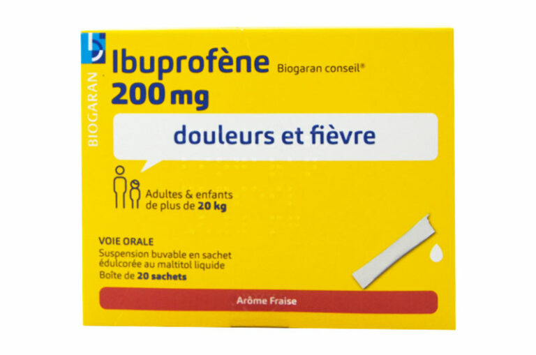 IBUPROFENE BIOGARAN 200 mg Boite de 20 sachets arôme fraise Pharma
