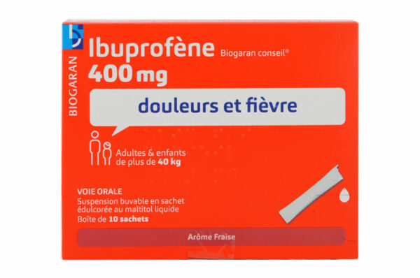 IBUPROFENE BIOGARAN 400 mg – Boite de 10 sachets arôme fraise