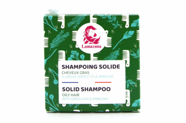 LAMAZUNA Shampooing Solide Cheveux Gras à l’Argile Verte et à la Spiruline 70 ml