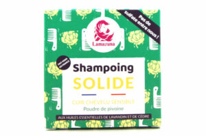 LAMAZUNA Shampooing Solide Cuir Chevelu Sensible à la Poudre de Pivoine, Huiles Essentielles de Lavandin et Cèdre 70 ml