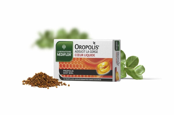 OROPOLIS Coeur Liquide 16 pastilles goût Miel