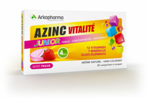 ARKOPHARMA Azinc Junior Goût Fraise Vitamines C et E, Zinc 30 comprimés