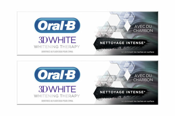 ORAL-B 3D WHITE Whitening Therapy Nettoyage Intense Charbon 2x75 ml