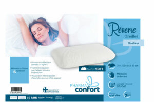 Oreiller ergonomique mémoire de forme Rêverie aloe vera forme rectangle  55x35x13