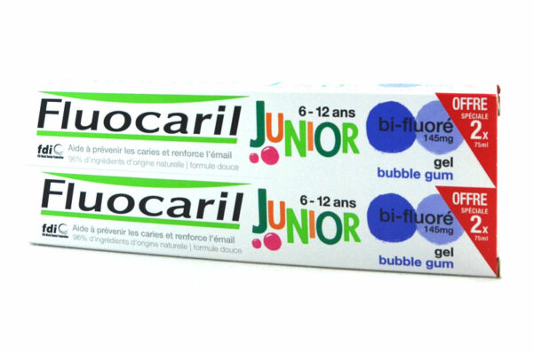 FLUOCARIL BI-FLUORE Junior Dentifrice Gel Bubble Gum 145 mg 2 x 75 ml