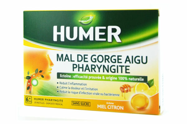 HUMER Mal de Gorge Aigu / Pharyngite arôme miel citron x 20 pastilles