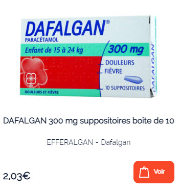 Dafalgan en suppositoire enfant de 15 à 24 kg