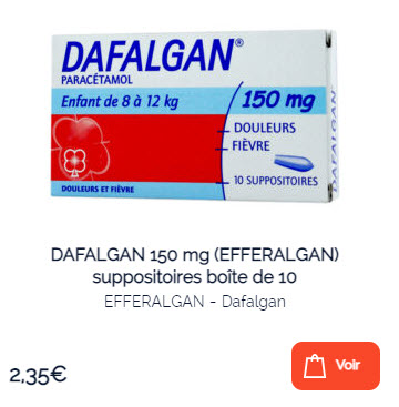 Dafalgan en suppositoire enfant de 8 à 12 kg