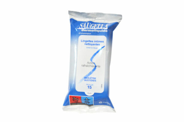 SAUGELLA Dermoliquide – Lingettes Intimes Nettoyantes x 15