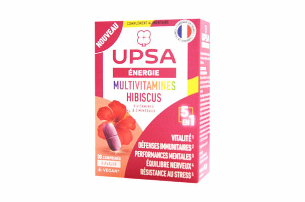 UPSA Énergie Multivitamines Hibiscus 9 vitamines et 2 minéraux 30 comprimés à  avaler