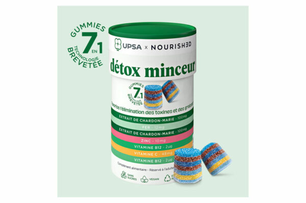 UPSA X NOURISHED Détox minceur 30 Gummies 7 en 1 Élimination toxines et graisses