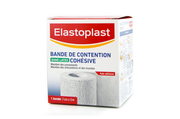 ELASTOPLAST Bande de contention cohésive Sans Latex 1 bande 7 cm x 3 BLANC