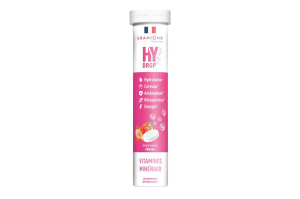GRANIONS HYDROP Pastilles Hydratation 20 comprimés effervescents Fraise