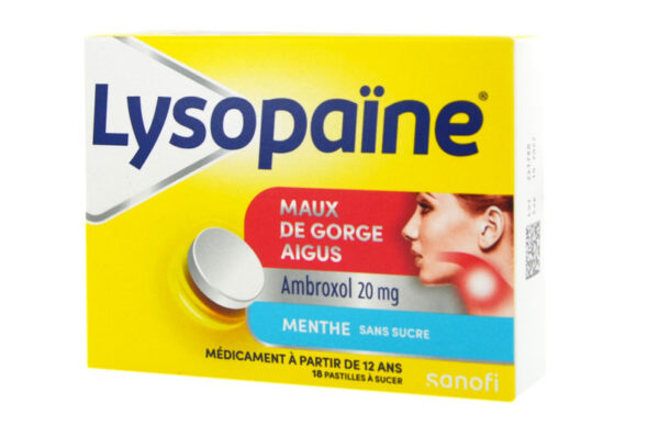 LYSOPAINE MAUX DE GORGE AIGUS Ambroxol Menthe SANS SUCRE 18 pastilles