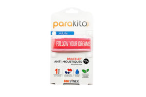 PARAKITO Bracelet anti-moustiques rechargeable Adulte Follow your dreams Fuschia poignet 18-24 cm