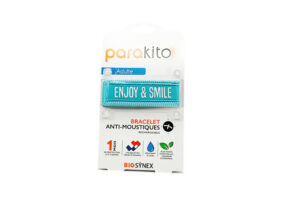 PARAKITO Bracelet anti-moustiques rechargeable Adulte Enjoy & Smile Bleu poignet 18-24 cm