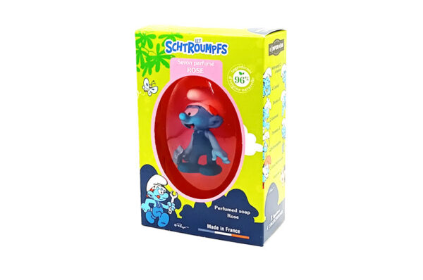 LE COMPTOIR DU BAIN Les Schtroumpfs Savon parfumé Rose 75 gr + 1 figurine