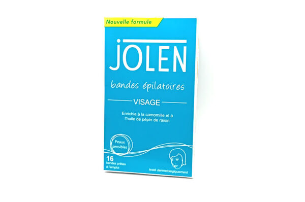 JOLEN Bandes épilatoires Visage peaux sensibles 16 bandes