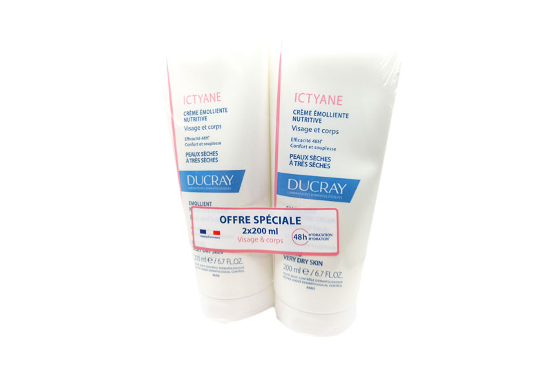 DUCRAY ICTYANE Crème émolliente nutritive lot de 2 x 200 ml