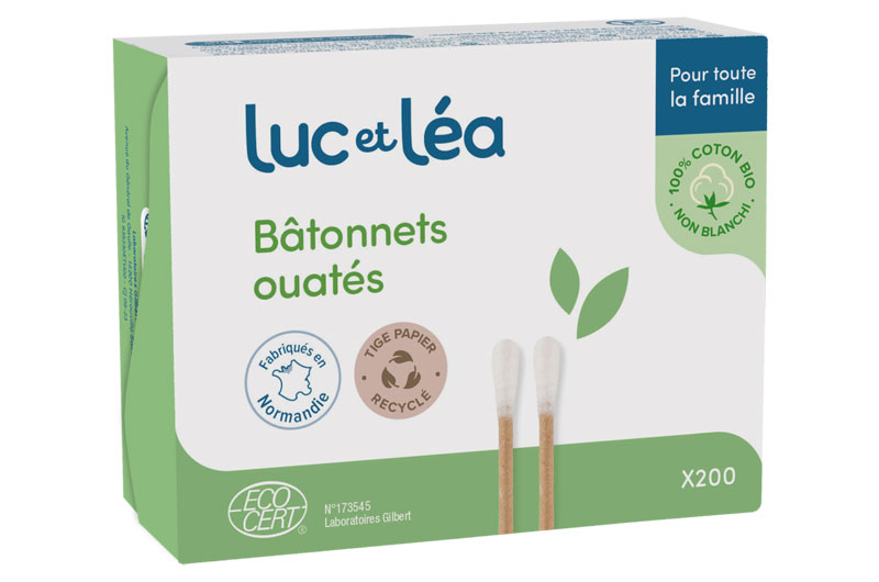 LUC et LÉA Bâtonnets ouatés 100 % cpton BIO 200 bâtonnets