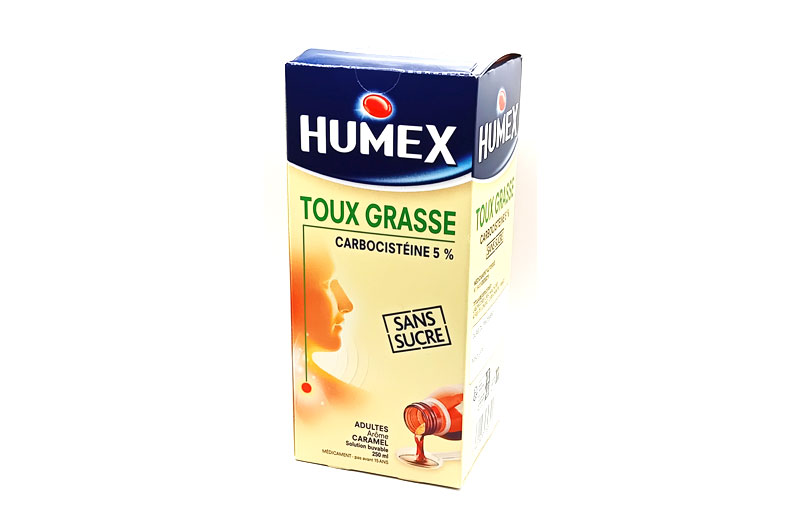 HUMEX Toux Grasse Carbocistéine 5 % sirop Arôme Caramel sans sucre 250 ml