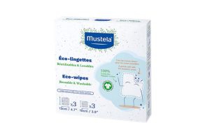 MUSTELA Éco-Lingettes réutilisables et lavables 3 x 12 cm + 3 x 10 cm